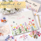 Ctosree Wildflower Baby Shower Guest Book with Pen,Colorful A,10 * 8 Inch - Image 4