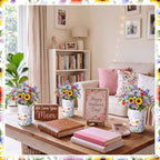 6 Sets Best Mom Ever Round Flower Arrangement Boxes with Foam, Table Centerpieces Vases for Mom Birthday Party Decorations, Baby Shower and Women's Gifts - Image 6