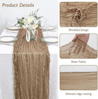 6 Pack Nude Cheesecloth Table Runner 120 Inch Boho Wedding Decor - Image 3