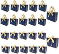 TKSBAG 100 Pack Navy Blue and Gold Gift Bags with Bow Handles, 6.4×3.1×5.1 In Small Thank You Bags Bulk for Birthday, Weddings, Baby Shower, Party Favors, Fathers' Day by TKSBAG