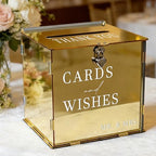 Acrylic Gold Card Box with Slot & Lock, Metallic Golden Classy Wedding Card Boxes for Reception, Large Money Gift Cards Box for Party Engagement Bridal Shower Luxury Wedding Table Decor by SOFARKKTPARTYCARDBOX