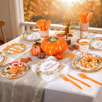 350 Pcs Little Pumpkin Baby Shower Decorations, Tableware Set for 50 Guests Including Pumpkin Plates, Napkins, Cups, Knives, Forks & Spoon for A Little Pumpkin is On The Way Baby Shower, Birthday - Image 3