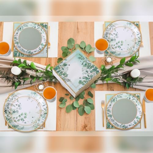 Pickmesh 250 Pcs Sage Green Party Supplies Paper Plates and Napkins Cups Dinnerware Sage Green Disposable Tableware Set for Birthday Bridal Baby Shower Wedding Decoration Serves 50 - Image 5