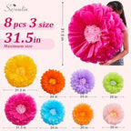 Serwalin 8 Pcs 31.5*24*20" Colorful Giant Paper Flowers Decoration for Wall - Image 2
