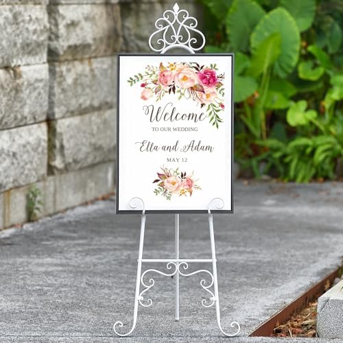 59" H Metal White Large Adjustable Easel Stand for Wedding Sign - Image 2
