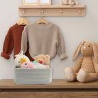 XUANGUO Small Woven Storage Baskets for Shelves, 13" x 9" x 5", Gray - Image 5