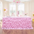 Leegleri 14ft Pink Tutu Table Skirt Tulle Curly Willow Table Skirt for Rectangle&Round Table,Tutu Ruffle Tablecloth for Princess Girls 1st Baby Girl Birthday Party,Baby Shower Decoration,Gender Reveal by LeegleriTableSkirt