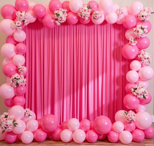 10 ft x 10 ft Wrinkle Free Hot Pink Backdrop Curtains for Parties, Polyester Fuchsia Photo Backdrop Drapes for Wedding Birthday Party Baby Shower,5ft x 10ft,2 Panels - Image 5