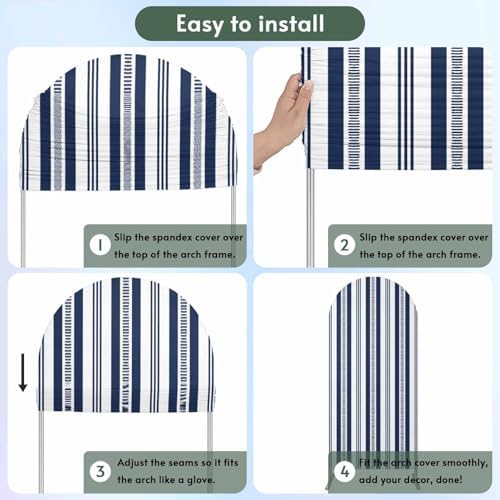 Strip Spandex Arch Backdrop Cover 7.2FT for Balloon Garland Rustic Farmhouse Strip Navy Blue Double-Sided Chiara Backdrop Stand Cover Elastic Fabric Background for Birthday Party Baby Shower Decor - Image 5