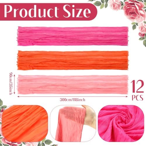 12 Pcs Pink and Orange Party Table Runners Sunset Party Decor - Image 4