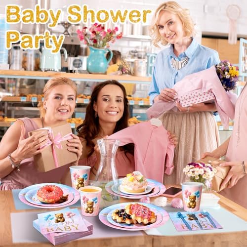 400 Pcs Bear Gender Reveal Party Supplies for 50 Guest, Blue Pink Baby - Image 4