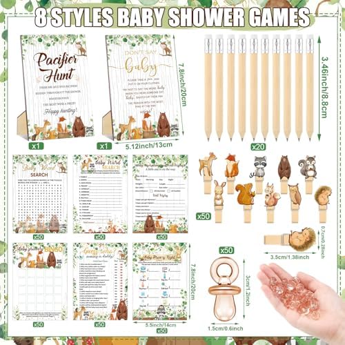 Sherr 424 Pcs Woodland Baby Shower Games Decorations, Set 8, 50 Pacifiers - Image 3