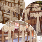VitalCozy 50 Pack Beige lace Vintage Chair Sashes with Bows Wedding Decor - Image 6
