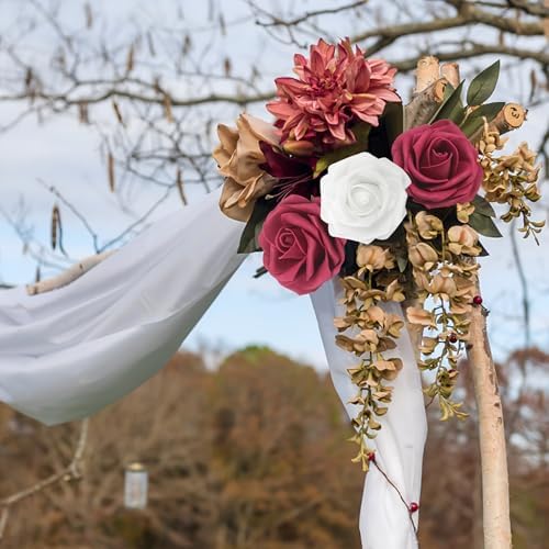 Artificial Flowers Realistic Roses, Real Looking Fake Roses with Stem for DIY Wedding Bouquets Centerpieces Bridal Shower Party Home Romantic Decorations (White & Wine Red, Regular 3" - 200pcs) - Image 7
