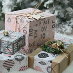 WRAPAHOLIC Christmas Wrapping Paper Set - Rustic Kraft Pink and Grey Christmas Kraft Wrapping Paper Bundle with Gift Bow & Ribbon & Tag & Sticker, Perfect for Birthday, Holiday, Party - Image 2