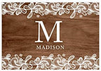 Andaz Press Custom Personalized Disposable Paper Placemats, 12 x 18 Inch, Set of 25, Custom Monogram Wooden Lace, Tableware, Dining, Table Setting for Wedding, Bridal Shower, Baby Shower, Holiday by AndazPress