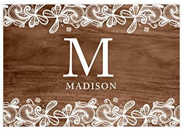 Andaz Press Custom Personalized Disposable Paper Placemats, 12 x 18 Inch, Set of 25, Custom Monogram Wooden Lace, Tableware, Dining, Table Setting for Wedding, Bridal Shower, Baby Shower, Holiday by AndazPress