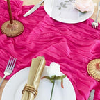 8 Pack Hot Pink Cheesecloth Table Runner 120 Inch Boho Wedding Decor - Image 6