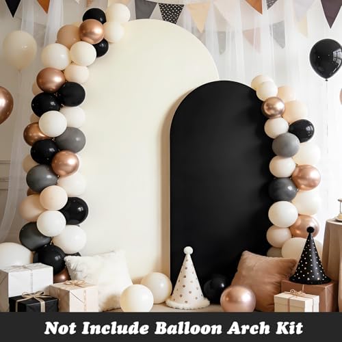 Set of 2 Arch Backdrop Covers Cream Black(7.2Ft, 6Ft), 2-Sided Spandex Fitted Round Top Chiara Arch Backdrop Stand Covers for Baby Shower Wedding Birthday Party Decor Supplies (Only Cover) - Image 2