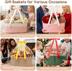 OIASKET Large Empty Cotton Rope Gift Basket with Handles, 16.5"x12.6"x7" Decorative Woven Storage Basket with Gift Bag and Ribbon Set for Baby Shower, Toy Organizer for Kids, Dogs & Cats - Brown - Image 6