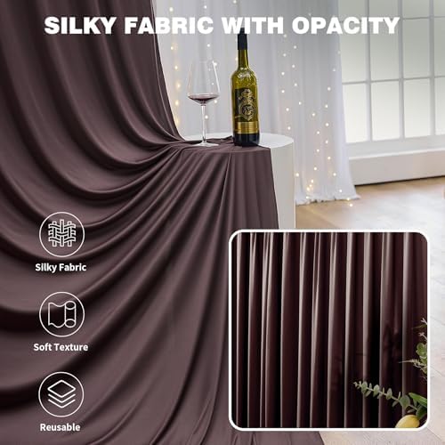 30ftx12ft Brown Backdrop Curtains for Parties, Wrinkle Free Polyester Brown Photo Backdrop Drapes 6 Panels 12 ft Long Back Drop Cloth for Wedding Birthday Photography Background Party - Image 4