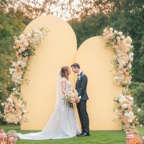 Champagne Arch Covers 2 Set 7.2 and 6ft Champagne Arch Backdrop Cover Spandex Fitted Wedding Arch Stand Covers for Birthday Party Baby Shower Bridal Shower Wedding Banquet Photo Balloon Arch Backdrop - Image 3