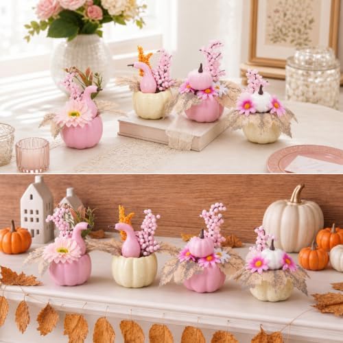Amyhill 8 Pcs Fall Pink Pumpkin Baby Shower Table Centerpiece Decor, Fruit - Image 6