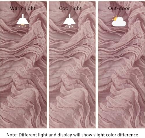 35x157 Inch Dusty Pink Cheesecloth Table Runner Boho Wedding Party Decor - Image 6
