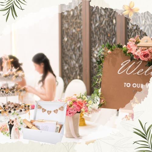 Geelin Wooden Wedding Card Box with Letter Flag Rustic,White - Image 5