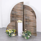 Efavormart Set of 4 Brown Rustic Wood Print Spandex Chiara Backdrop Covers, Fitted Half Moon Arch Slipcovers 2.5ft-7ft for Farmhouse and Woodland Decor - Image 6