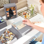 Savor Small Keepsake Box and Fabric Photo Frame - Memory Box for Wedding, Travel and Convocation - Keepsake Storage Box for Couples to Save Memories (Blue with Coral Interior) - Image 6