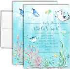 Amanda Creation Custom Baby Shower Invites Underwater Baby Shower Invitations 20 5x7 Custom Personalized Invites With Envelopes by AmandaCreation