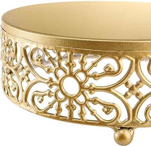 Hedume 3 Pack Cake Stand, Round Metal Cake Stands, 8" 10" 12" Dessert Display Cupcake Stands, Wedding Brithday Party Celebration Dessert Cake Display Plates-Gold - Image 4