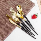 WDF 30Guest Black and Gold Plastic Plates - Gold Plastic Silverware With Black Handle Baroque Black and Gold Disposable Dinnerware for Wedding/Party/Birthday/Halloween - Image 6