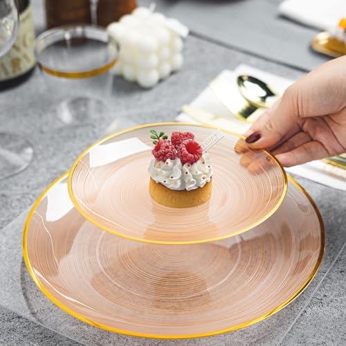 N9R 180PCS Orange Plastic Plates Gold Rim, Disposable Party Dinnerware Set - Image 4
