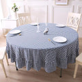 Navy Blue White Gingham Tablecloth Round Dia.70“ by KMASANIJI