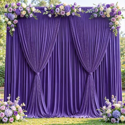 20x12ft Purple Backdrop Curtain Panels for Parties - Wrinkle Free Polyester Photo Curtain Backdrop Wedding Back Drop Fabric Drapes for Party Decorations Background for Photography - Image 6
