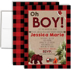 Custom Baby Shower Invites Lumberjack Baby Shower Invitation 20 5x7 Custom Personalized Invites With Envelopes - Unique Baby Lumberjack Shower Cards by AmandaCreation