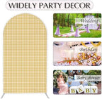 Ginger Yellow Checkered Arch Backdrop Cover 6.6FT Yellow Gingham Stretchy Spandex Arch Stand Cover for Birthday Baby Shower Ceremony Wedding Party Decoration (Only Cover) - Image 5