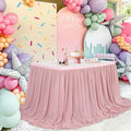 14FT Chiffon Table Skirt Sheer Tablecloth for Wedding 1st Baby Girl Birthday Party Bridal Shower Decoration Dusty Rose by QueenDream