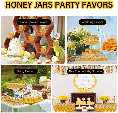 GIVAMEIHF Mini Glass Honey jars-1.5oz,60 pcs Hexagon Small Honey Jars,Bee Stickers,Tags,Jutes Rope,Mini Honey Jars with Lids,Perfect for Jams,Baby Shower,Wedding Favors,Party Favors(No Dippers) - Image 4