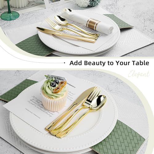 400PCS Pre Rolled Gold Plastic Silverware Sets, Include 100 Pack Wrapped Silverware Set, Rolled Silverware Disposable with Napkins for Parties and Weddings - Image 5