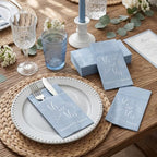 Potchen 100 Pcs Linen Feel Napkins Disposable, Blue Mr and Mrs - Image 2