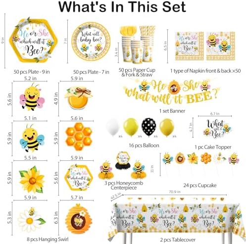 366PCS What Will Baby Bee Gender Reveal Decorations Serves 50 - Image 2