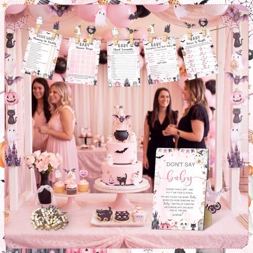 Patelai 321 Pcs Baby Shower Games Supplies, Pink Halloween - Image 6