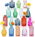 Glass Bud Vases in Bulk Small Mini Colorful Vase for Flowers 17pc by PXDSDXJJWEDDING%EF%BC%86HOMEDECOR
