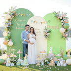 Set of 3 Arch Backdrop Covers(7.2ft, 6.6ft, 6ft) - Premium Stretchy Spandex Backdrop Arch Stand Cover for Baby Shower,Wedding,Party Decor Chiara Cover with Double-Sided Design(Cream Green) - Image 3