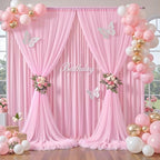 Baby Pink Tulle Backdrop Curtain for Parties Wedding,5ft x 10ft Wrinkle Free Curtain Backdrop,2 Layer Drapes for Backdrop,Polyester Back Drop for Bridal Shower Birthday Baby Shower Photography by Shillance