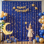 20x10ft Royal Blue Backdrop Curtains with Lights Photo Drapes Wrinkle Free Fabric Backdrop Curtain for Wedding Birthday Party Baby Shower Bridal Shower Home Party Background Decorations - Image 2