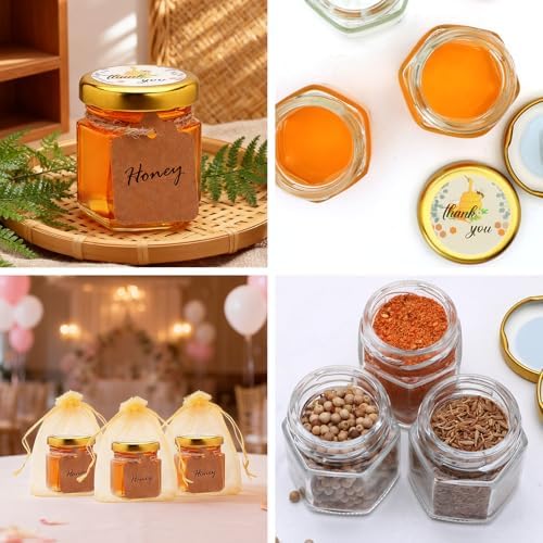64 Pack 1.5oz Mini Honey Jars with Airtight Gold Lids - Image 6